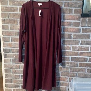 Maurices Burgundy Open Front Cardigan